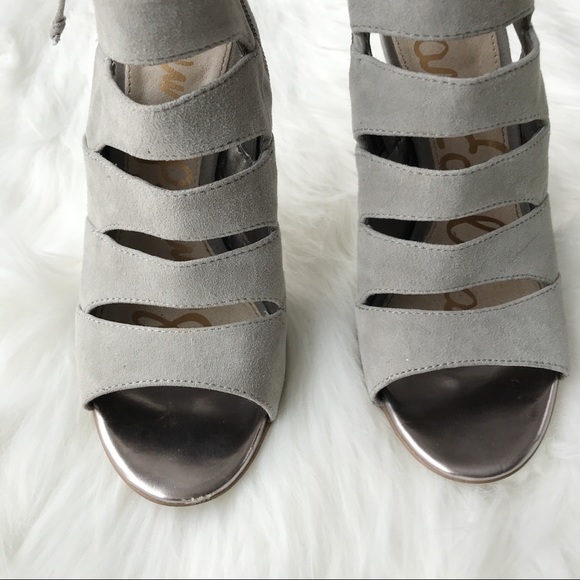 Sam Edelman Gray open toe tie up w/ zipper heels - Picture 5 of 8